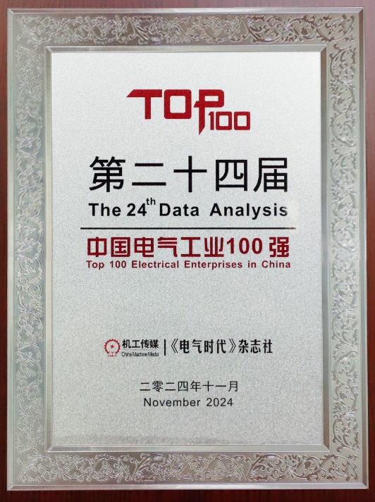 u8国际集团荣登【中国电气工业100强排行榜】